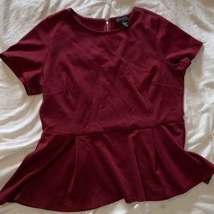 burgundy peplum top 2x